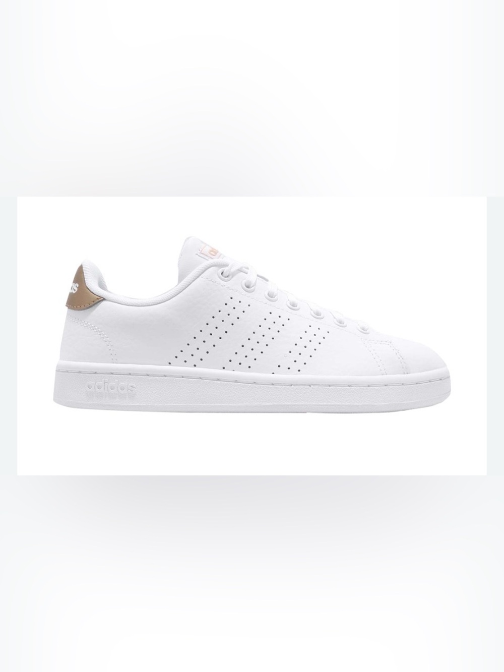 Adidas Women’s Advantage 2.0 Sneaker White Low Top Lace Up Metallic Copper 7